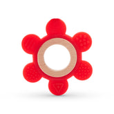 6 Pin Teether Silicone Rubber with wooden ring - EKT3818